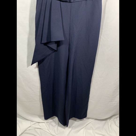 NEW $148 Eliza J One-Shoulder Laguna Crepe Jumpsuit in Navy Blue [SZ 2‎ ] - Picture 8 of 14